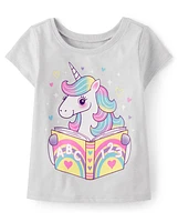 Baby And Toddler Girls Reading Unicorn Graphic Tee