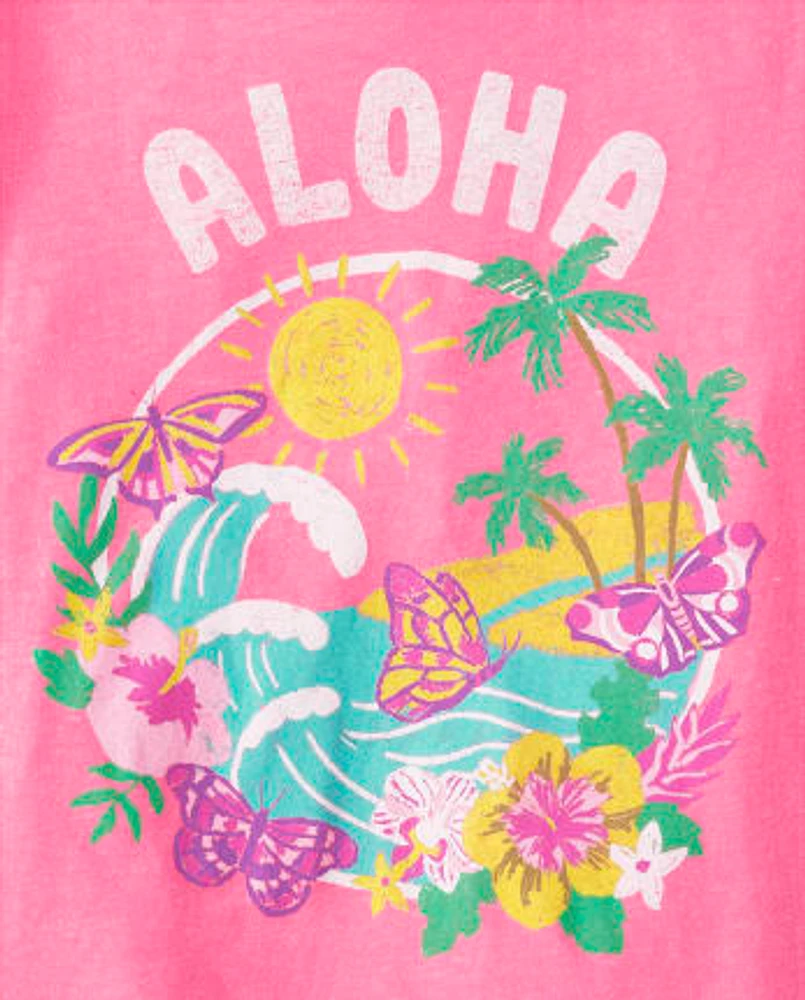 Girls Aloha Graphic Tee