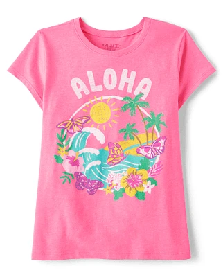 Girls Aloha Graphic Tee