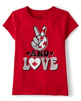 Girls Peace And Love Graphic Tee