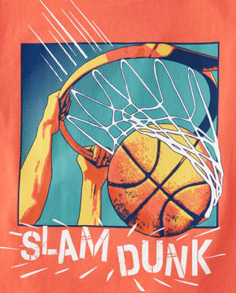 Boys Slam Dunk Basketball Graphic Tee