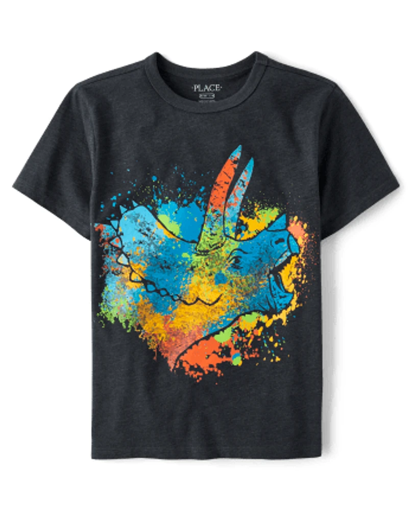 Boys Dino Paint Splatter Graphic Tee