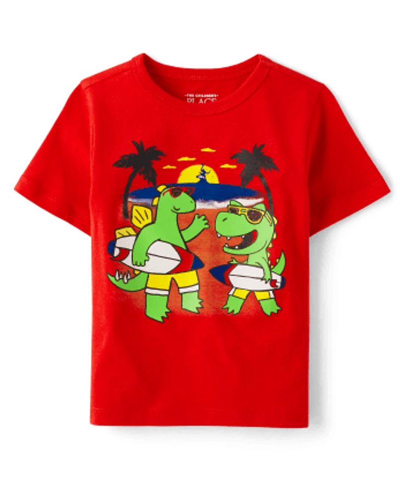 Baby And Toddler Boys Surf Dino Graphic Tee