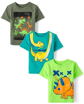 Baby And Toddler Boys Dino Graphic Tee 3-Pack
