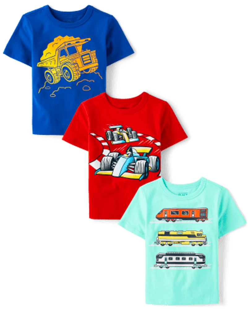 Baby And Toddler Boys Vehicle Graphic Tee 3-Pack