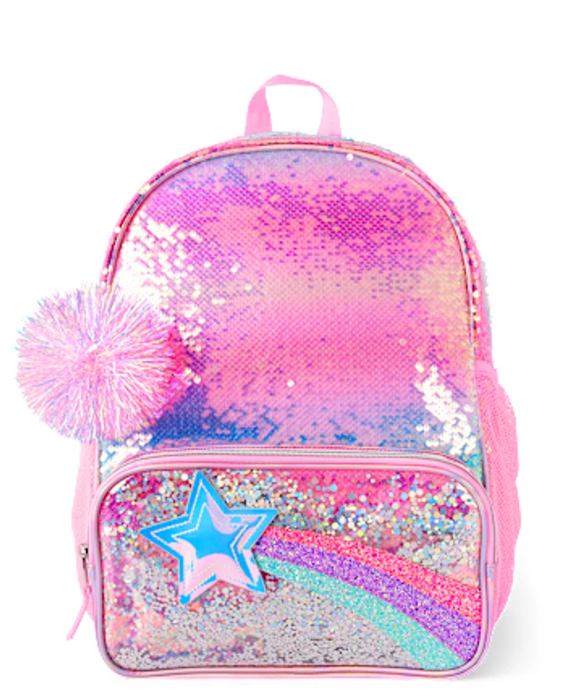 Girls Rainbow Sequin Shakey Star Backpack