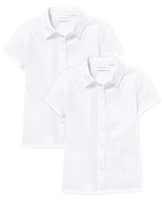 Girls Uniform Button Up Shirt 2-Pack