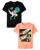 Boys Dino Space Graphic Tee 2-Pack