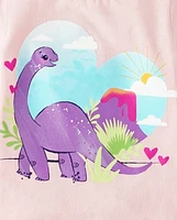 Baby And Toddler Girls Dino Heart Graphic Tee