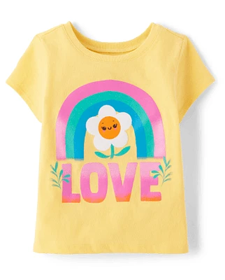 Baby And Toddler Girls Love Flower Graphic Tee