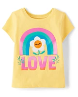 Baby And Toddler Girls Love Flower Graphic Tee