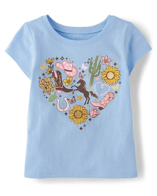 Baby And Toddler Girls Country Heart Graphic Tee