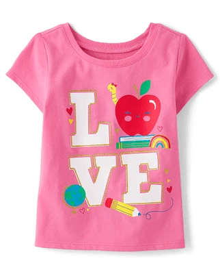 Baby And Toddler Girls Love Apple Graphic Tee