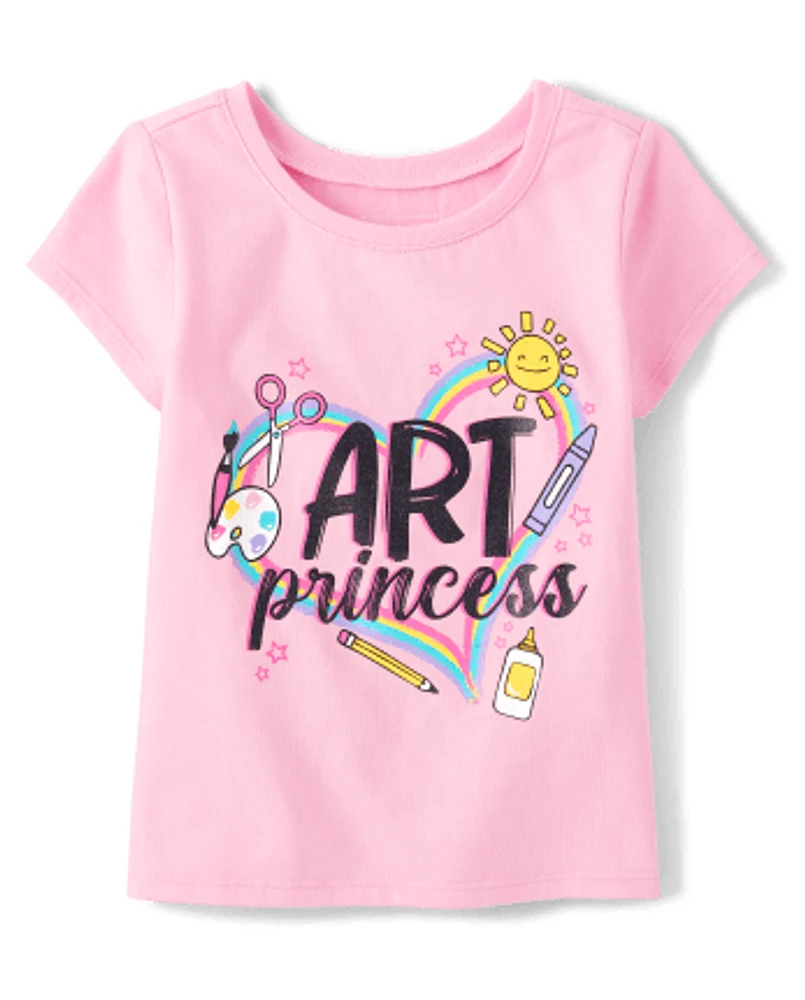 Baby And Toddler Girls Art Princess Graphic Tee