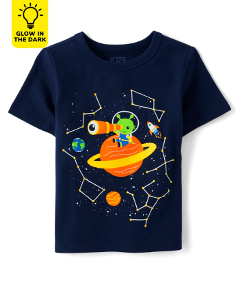 Baby And Toddler Boys Glow Alien Graphic Tee