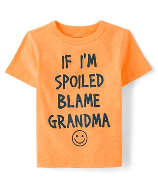 Baby And Toddler Boys Blame Grandma Graphic Tee