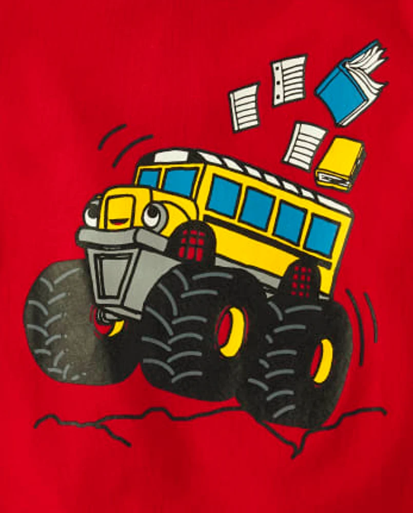 Baby And Toddler Boys Monster Truck School Bus Graphic Tee
