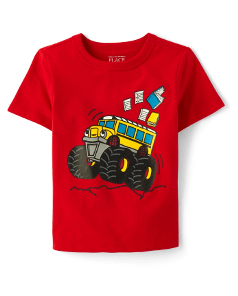 Baby And Toddler Boys Monster Truck School Bus Graphic Tee