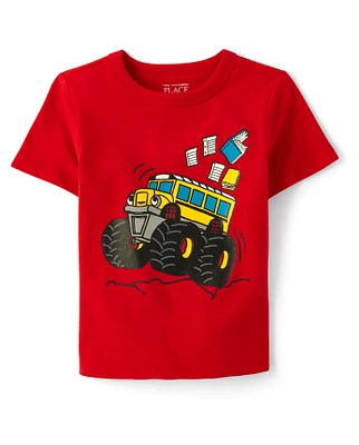 Baby And Toddler Boys Monster Truck School Bus Graphic Tee