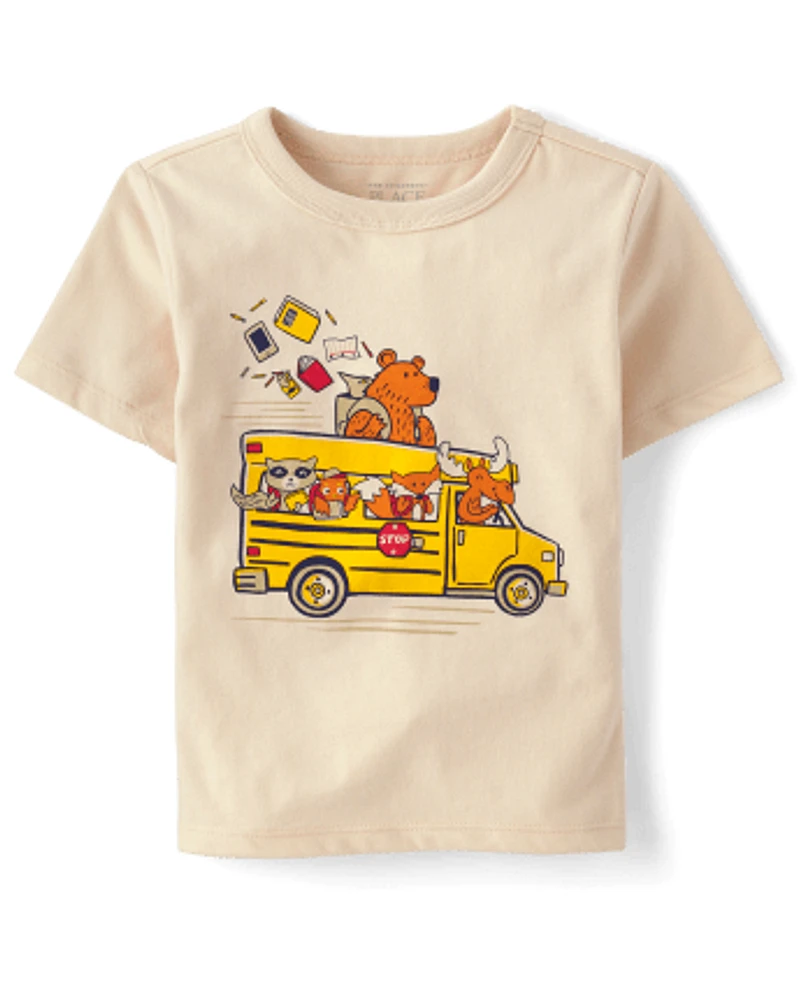 Baby And Toddler Boys School Bus Graphic Tee