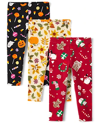 Toddler Girls Holiday Leggings 3-Pack