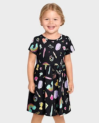 Baby And Toddler Girls Print Cross Back Dress