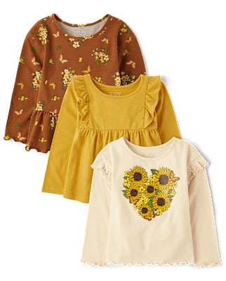 Toddler Girls Sunflower Top 3-Pack