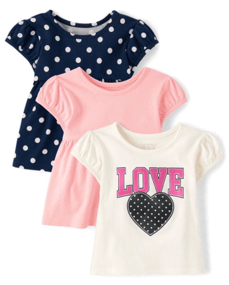 Toddler Girls Love Dot Top 3-Pack