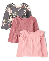 Toddler Girls Glitter Butterfly Top 3-Pack