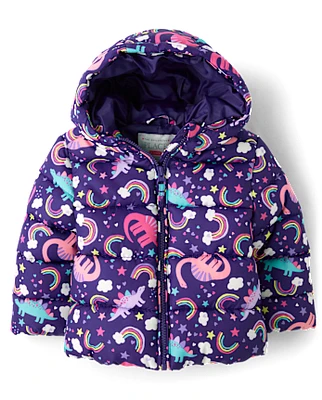 Toddler Girls Print Puffer Jacket