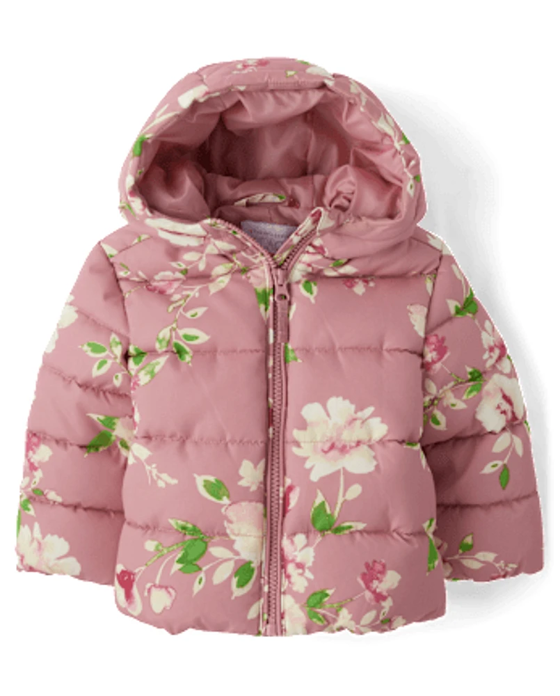 Toddler Girls Print Puffer Jacket