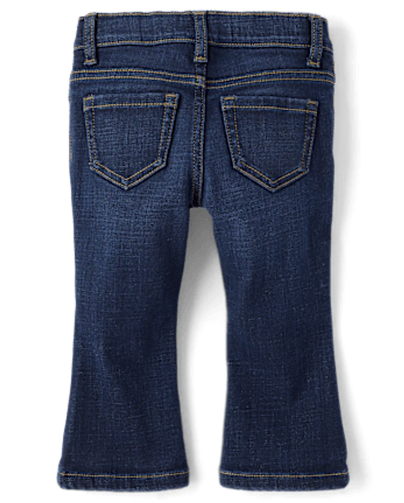 Toddler Girls Patch Pocket Flare Jeans