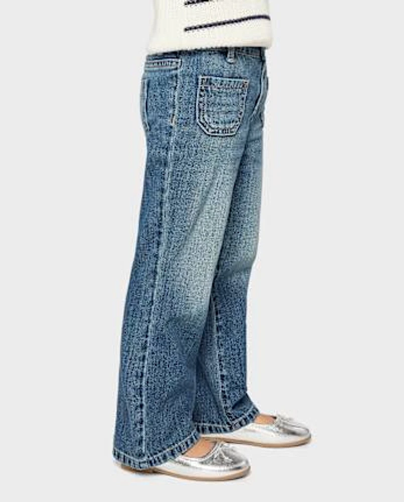 Jean large à poches plaquées pour petites filles