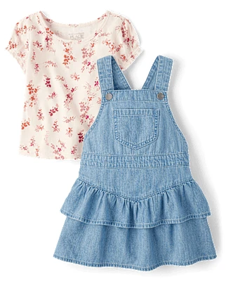 Toddler Girls Floral Ruffle 2-Piece Outfit Set