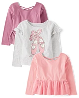 Toddler Girls Ballerina Peplum Top 3-Pack