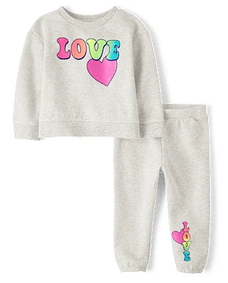 Toddler Girls Love Fleece 2-Piece Outfit Set