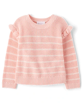 Toddler Girls Striped Flutter Sweater