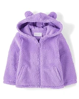 Toddler Girls Bear Sherpa Zip Up Hoodie