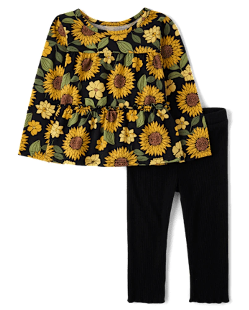 Toddler Girls Sunflower 2-Piece Outfit Set