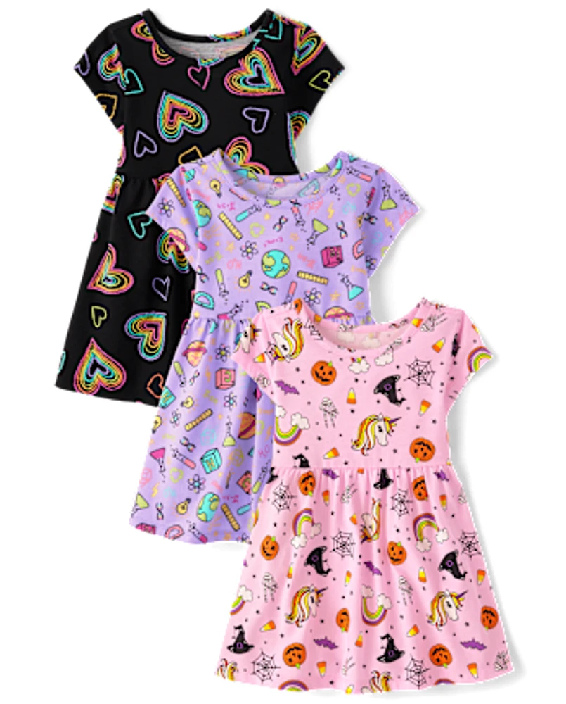 Toddler Girls Print Everyday Dress 3-Pack