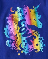 Girls Rainbow Unicorn Love Graphic Tee