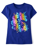 Girls Rainbow Unicorn Love Graphic Tee