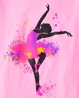 Girls Paint Splatter Ballerina Graphic Tee