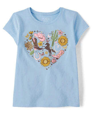 Girls Country Heart Graphic Tee