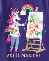 Girls Unicorn Art Graphic Tee