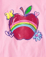 Girls Apple Rainbow Graphic Tee