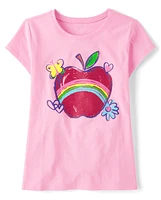 Girls Apple Rainbow Graphic Tee