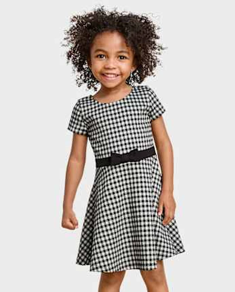 Toddler Girls Gingham Fit And Flare Dress