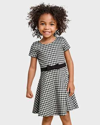 tout-petit, fille Gingham Robe évasée