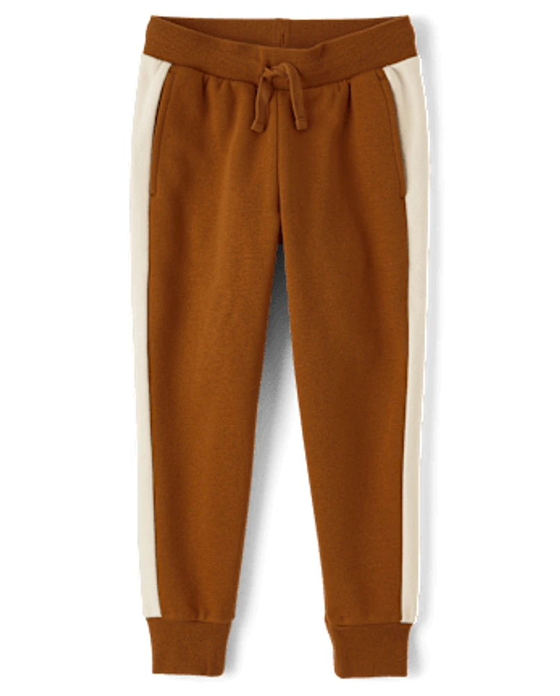 Boys Side Stripe Fleece Jogger Pants